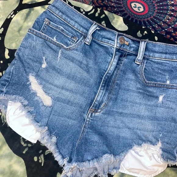 Victorias Secret PINK Denim short Shorts Cut off 12 Fray Daisy Dukes Blue - Picture 2 of 7